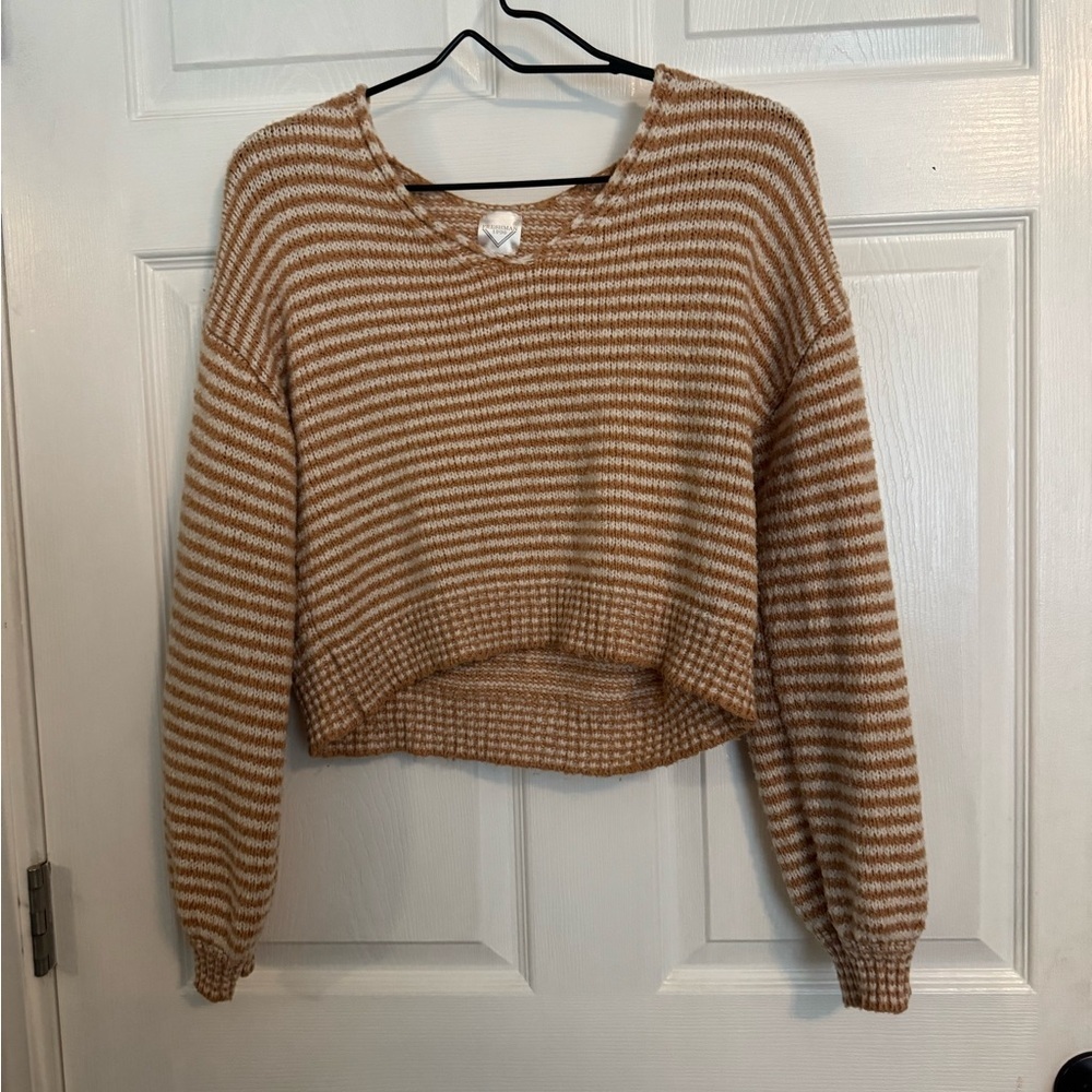 Freshman Tan and White Striped Sweater
